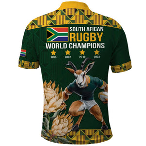 South Africa Rugby History World Champions Polo Shirt Springboks Make History