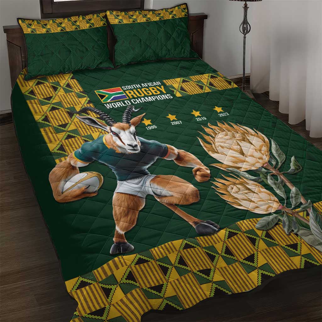 South Africa Rugby History World Champions Quilt Bed Set Springboks Make History