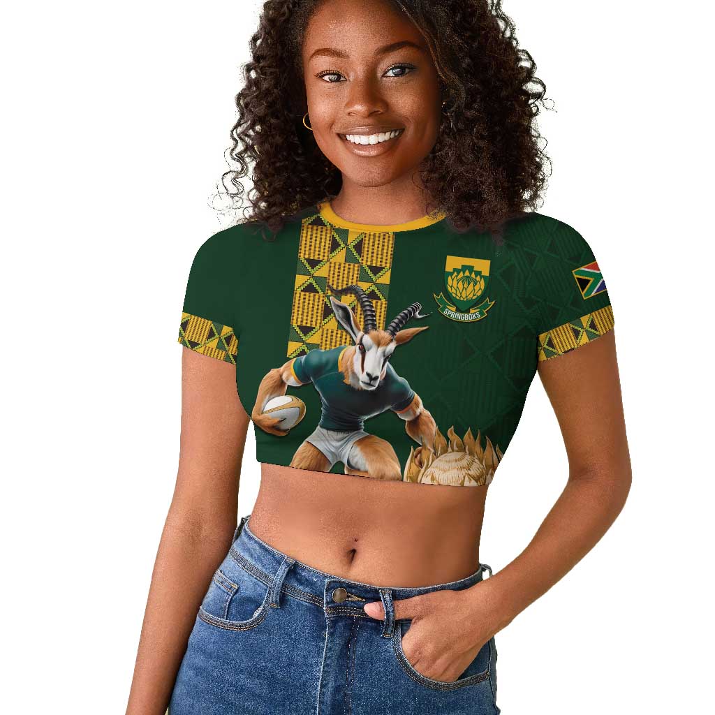 South Africa Rugby History World Champions Raglan Cropped T shirt Springboks Make History