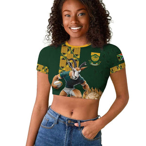 South Africa Rugby History World Champions Raglan Cropped T shirt Springboks Make History