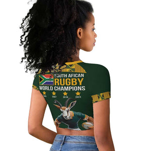 South Africa Rugby History World Champions Raglan Cropped T shirt Springboks Make History