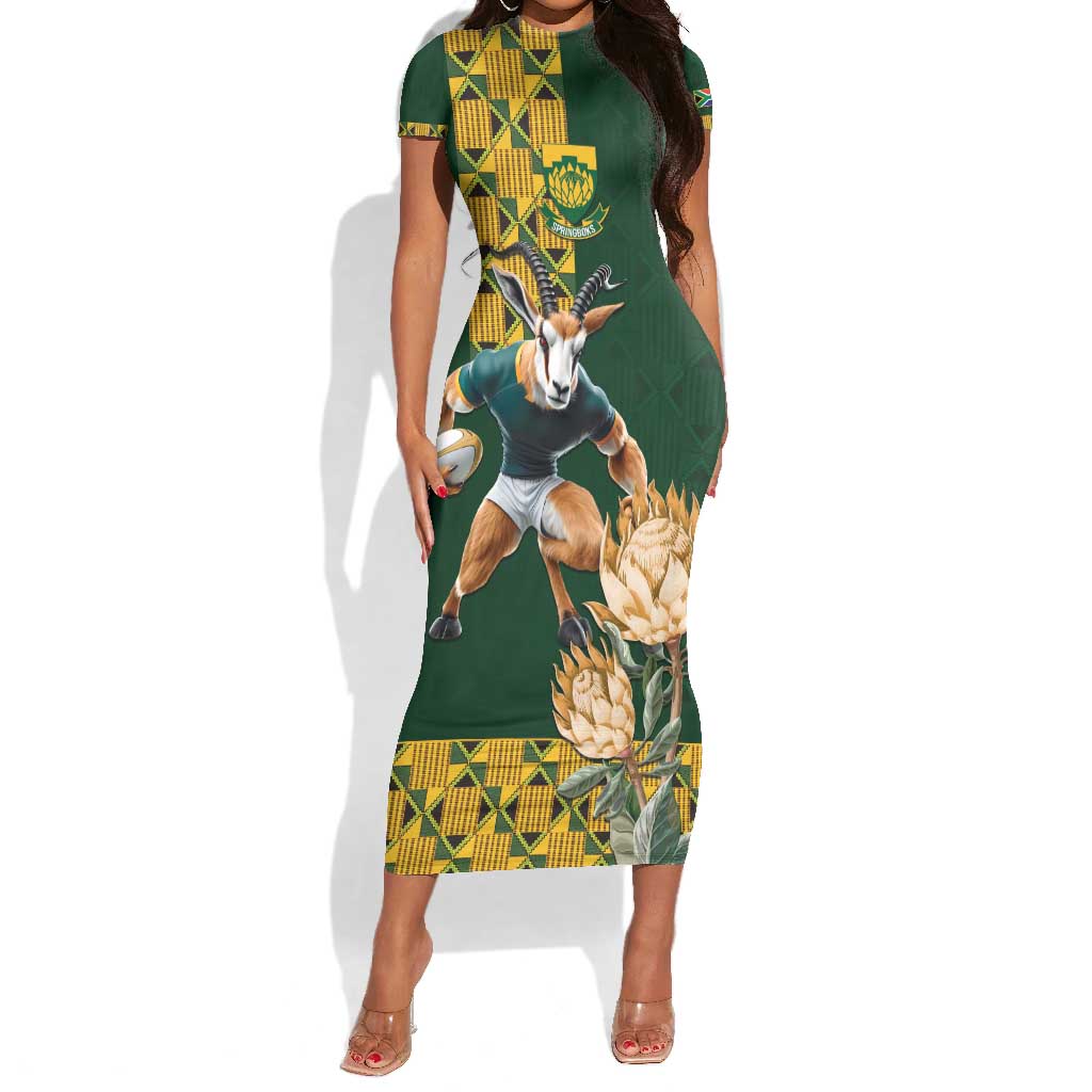 South Africa Rugby History World Champions Short Sleeve Bodycon Dress Springboks Make History