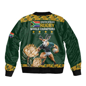 South Africa Rugby History World Champions Sleeve Zip Bomber Jacket Springboks Make History