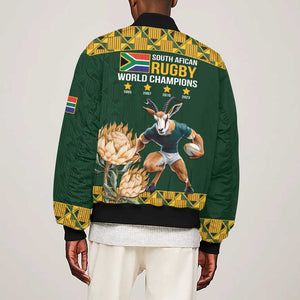 South Africa Rugby History World Champions Sleeve Zip Bomber Jacket Springboks Make History