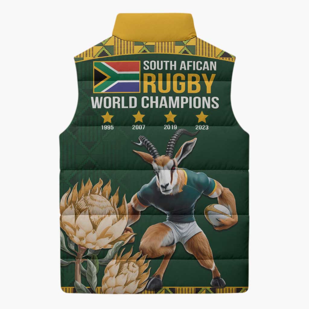 South Africa Rugby History World Champions Sleeveless Puffer Jacket Springboks Make History