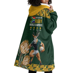 South Africa Rugby History World Champions Wearable Blanket Hoodie Springboks Make History