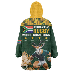 South Africa Rugby History World Champions Wearable Blanket Hoodie Springboks Make History