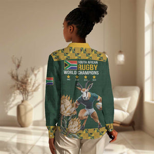 South Africa Rugby History World Champions Women Casual Shirt Springboks Make History