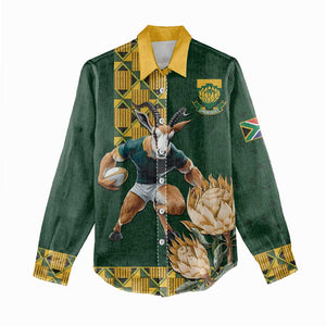 South Africa Rugby History World Champions Women Casual Shirt Springboks Make History