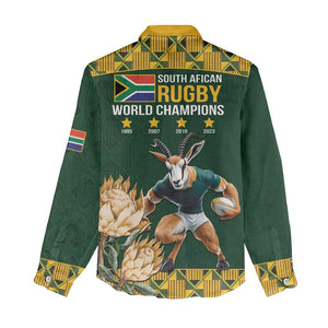 South Africa Rugby History World Champions Women Casual Shirt Springboks Make History