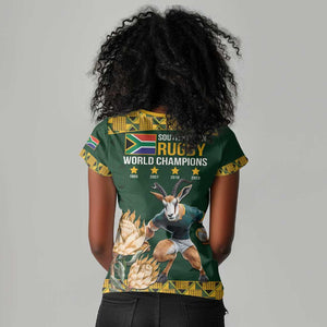 South Africa Rugby History World Champions Women V-Neck T-Shirt Springboks Make History