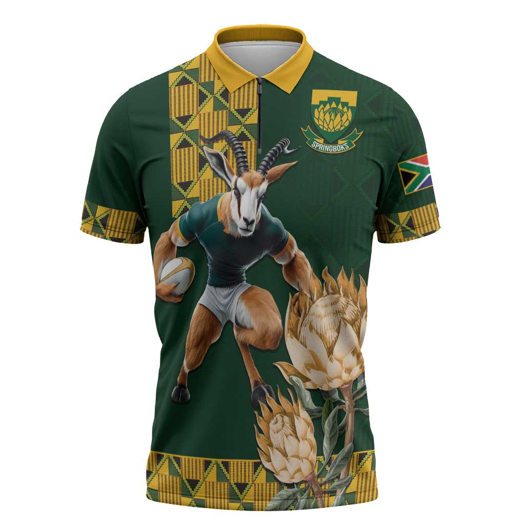 South Africa Rugby History World Champions Zipper Polo Shirt Springboks Make History