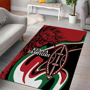 Happy Jamhuri Day Kenya Area Rug Kenyan Lion and Maasai Shield