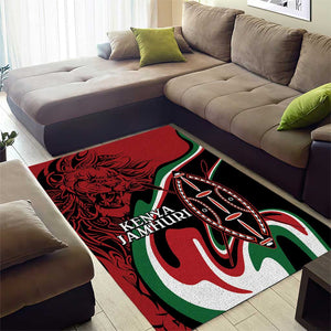 Happy Jamhuri Day Kenya Area Rug Kenyan Lion and Maasai Shield