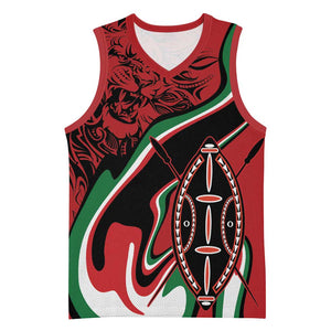 Happy Jamhuri Day Kenya Basketball Jersey Kenyan Lion and Maasai Shield LT9