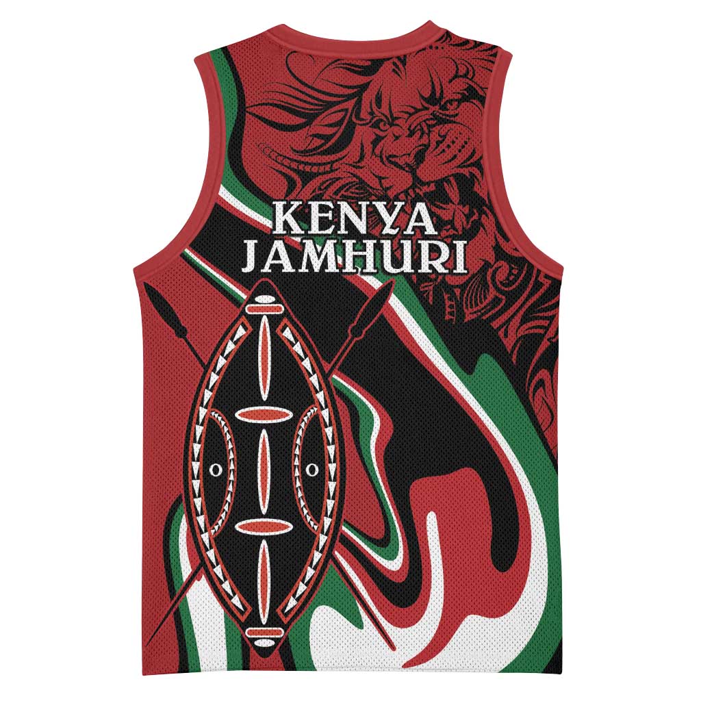 Happy Jamhuri Day Kenya Basketball Jersey Kenyan Lion and Maasai Shield LT9