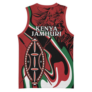 Happy Jamhuri Day Kenya Basketball Jersey Kenyan Lion and Maasai Shield LT9