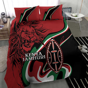 Happy Jamhuri Day Kenya Bedding Set Kenyan Lion and Maasai Shield