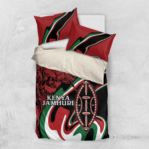 Happy Jamhuri Day Kenya Bedding Set Kenyan Lion and Maasai Shield