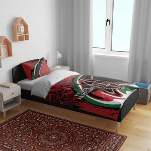 Happy Jamhuri Day Kenya Bedding Set Kenyan Lion and Maasai Shield