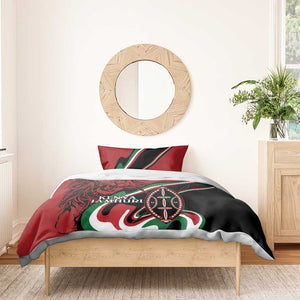 Happy Jamhuri Day Kenya Bedding Set Kenyan Lion and Maasai Shield