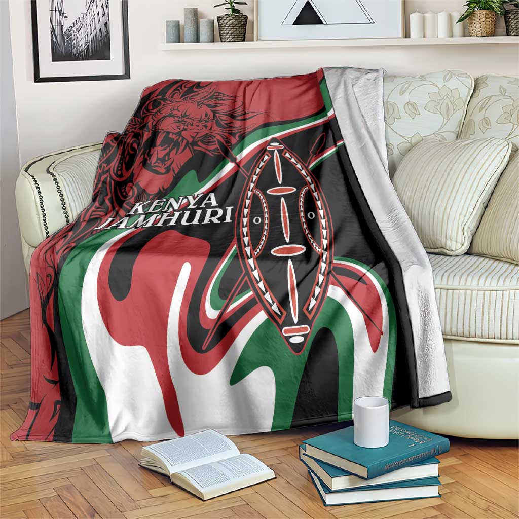 Happy Jamhuri Day Kenya Blanket Kenyan Lion and Maasai Shield