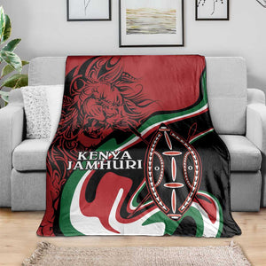 Happy Jamhuri Day Kenya Blanket Kenyan Lion and Maasai Shield