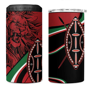 Happy Jamhuri Day Kenya 4 in 1 Can Cooler Tumbler Kenyan Lion and Maasai Shield