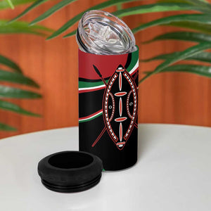 Happy Jamhuri Day Kenya 4 in 1 Can Cooler Tumbler Kenyan Lion and Maasai Shield