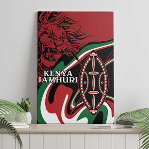 Happy Jamhuri Day Kenya Canvas Wall Art Kenyan Lion and Maasai Shield