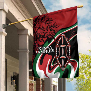 Happy Jamhuri Day Kenya Garden Flag Kenyan Lion and Maasai Shield