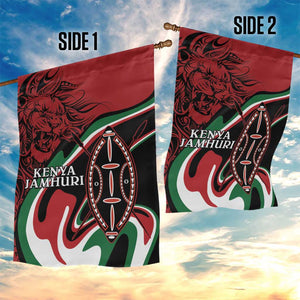 Happy Jamhuri Day Kenya Garden Flag Kenyan Lion and Maasai Shield