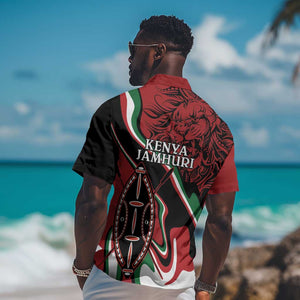 Happy Jamhuri Day Kenya Hawaiian Shirt Kenyan Lion and Maasai Shield