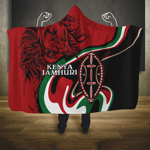 Happy Jamhuri Day Kenya Hooded Blanket Kenyan Lion and Maasai Shield