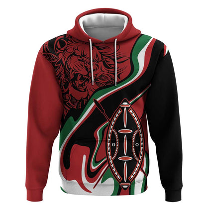 Happy Jamhuri Day Kenya Hoodie Kenyan Lion and Maasai Shield