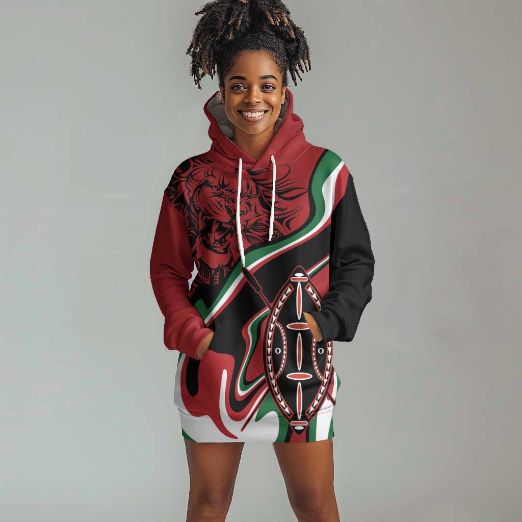 Happy Jamhuri Day Kenya Hoodie Dress Kenyan Lion and Maasai Shield