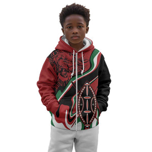 Happy Jamhuri Day Kenya Kid Hoodie Kenyan Lion and Maasai Shield