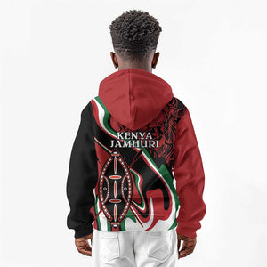 Happy Jamhuri Day Kenya Kid Hoodie Kenyan Lion and Maasai Shield