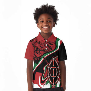 Happy Jamhuri Day Kenya Kid Polo Shirt Kenyan Lion and Maasai Shield