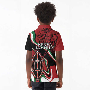 Happy Jamhuri Day Kenya Kid Polo Shirt Kenyan Lion and Maasai Shield