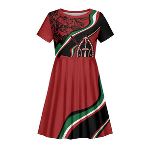 Happy Jamhuri Day Kenya Kid Short Sleeve Dress Kenyan Lion and Maasai Shield