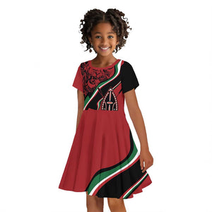 Happy Jamhuri Day Kenya Kid Short Sleeve Dress Kenyan Lion and Maasai Shield