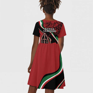 Happy Jamhuri Day Kenya Kid Short Sleeve Dress Kenyan Lion and Maasai Shield