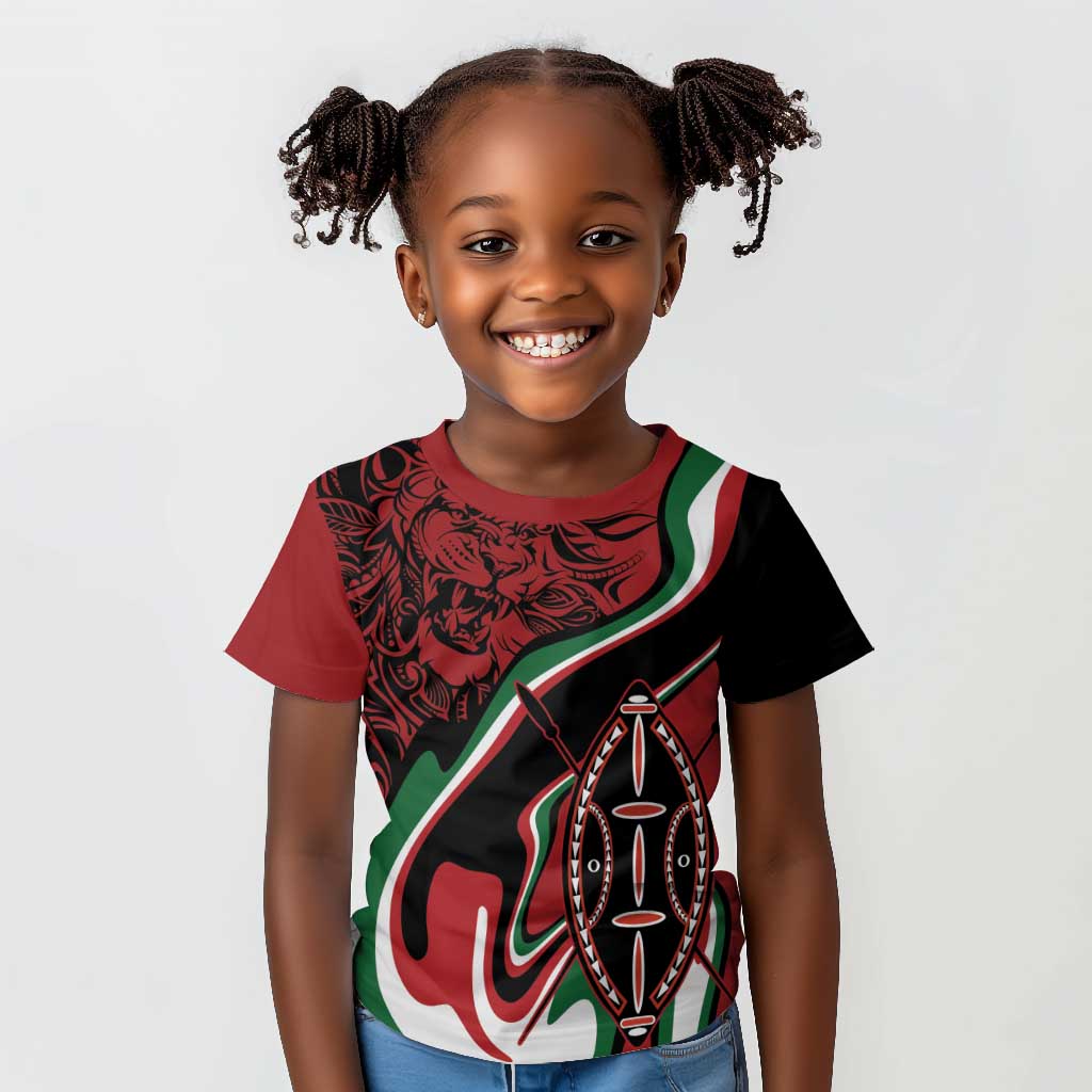 Happy Jamhuri Day Kenya Kid T shirt Kenyan Lion and Maasai Shield