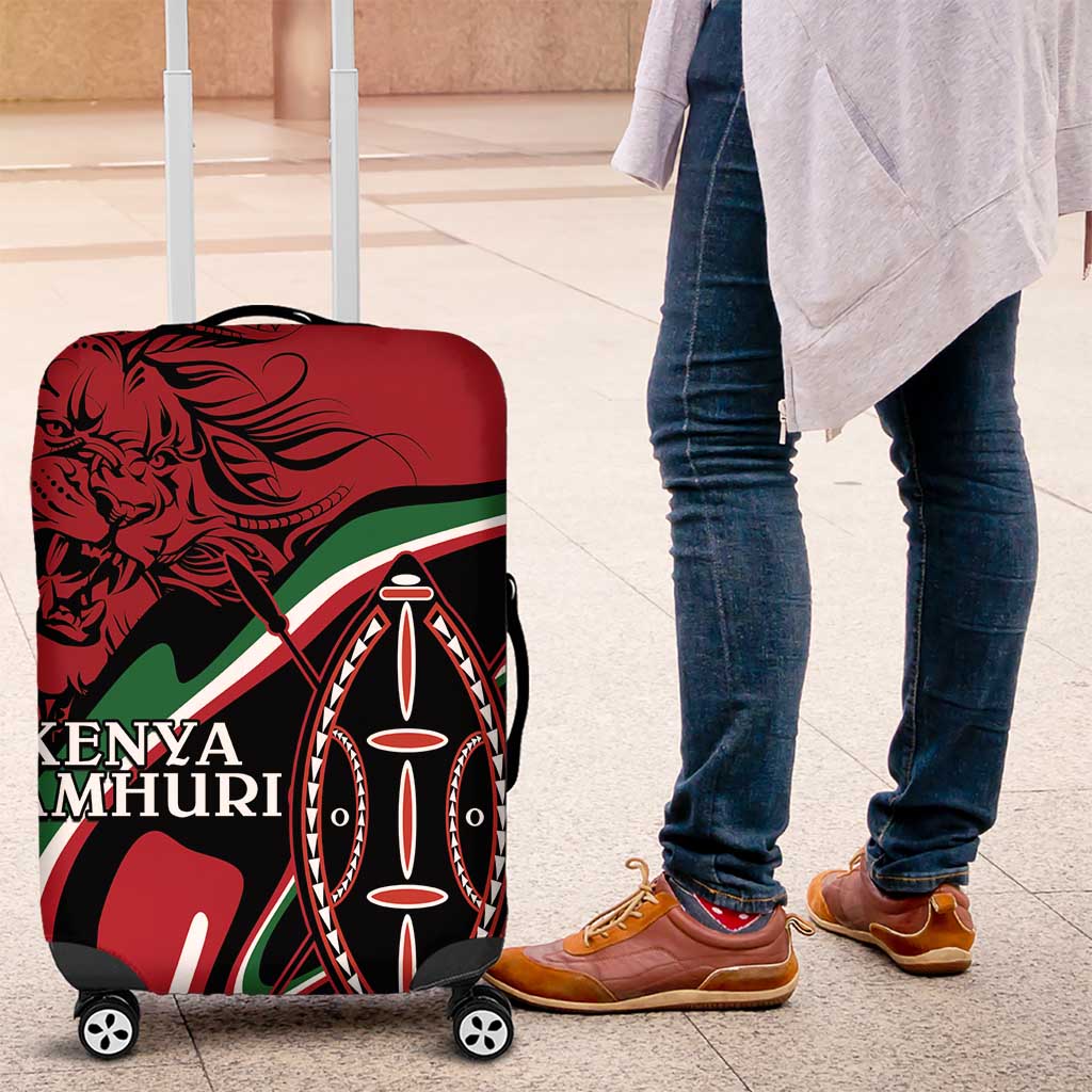 Happy Jamhuri Day Kenya Luggage Cover Kenyan Lion and Maasai Shield