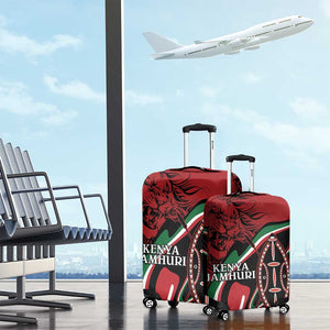 Happy Jamhuri Day Kenya Luggage Cover Kenyan Lion and Maasai Shield