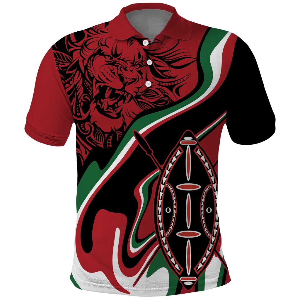 Happy Jamhuri Day Kenya Polo Shirt Kenyan Lion and Maasai Shield