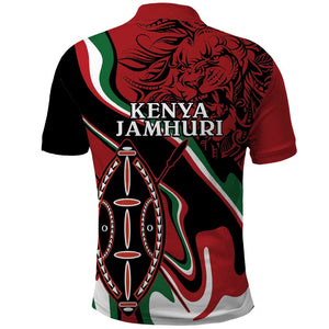 Happy Jamhuri Day Kenya Polo Shirt Kenyan Lion and Maasai Shield