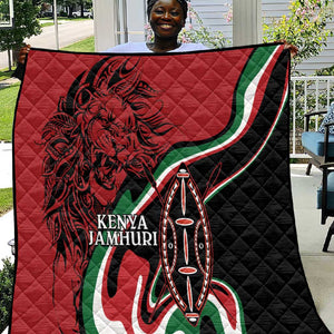 Happy Jamhuri Day Kenya Quilt Kenyan Lion and Maasai Shield