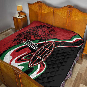 Happy Jamhuri Day Kenya Quilt Kenyan Lion and Maasai Shield